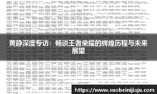 黄静深度专访：畅谈王者荣耀的辉煌历程与未来展望